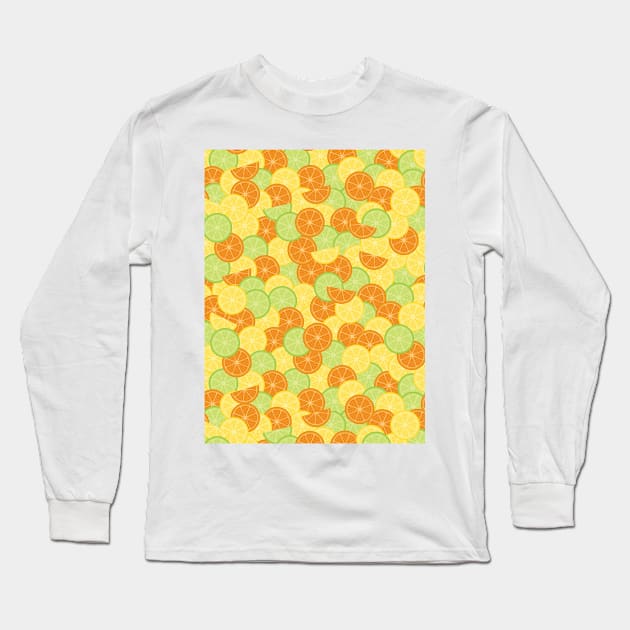 Citrus Splash Seamless Surface Pattern Design Long Sleeve T-Shirt by zarya_kiqo